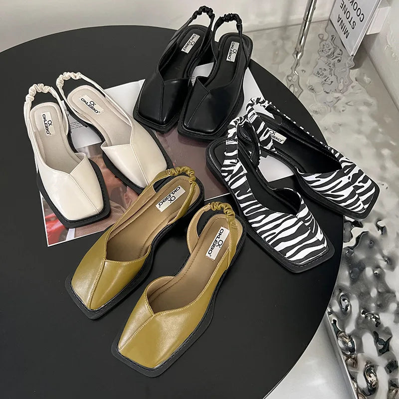 Slingback Sandals with Square Toe for Women