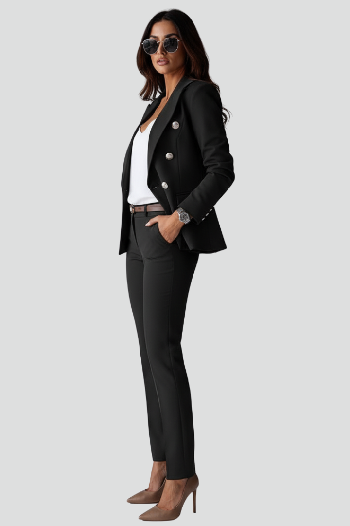 Women's Suit Set with Blazer and Straight Trousers