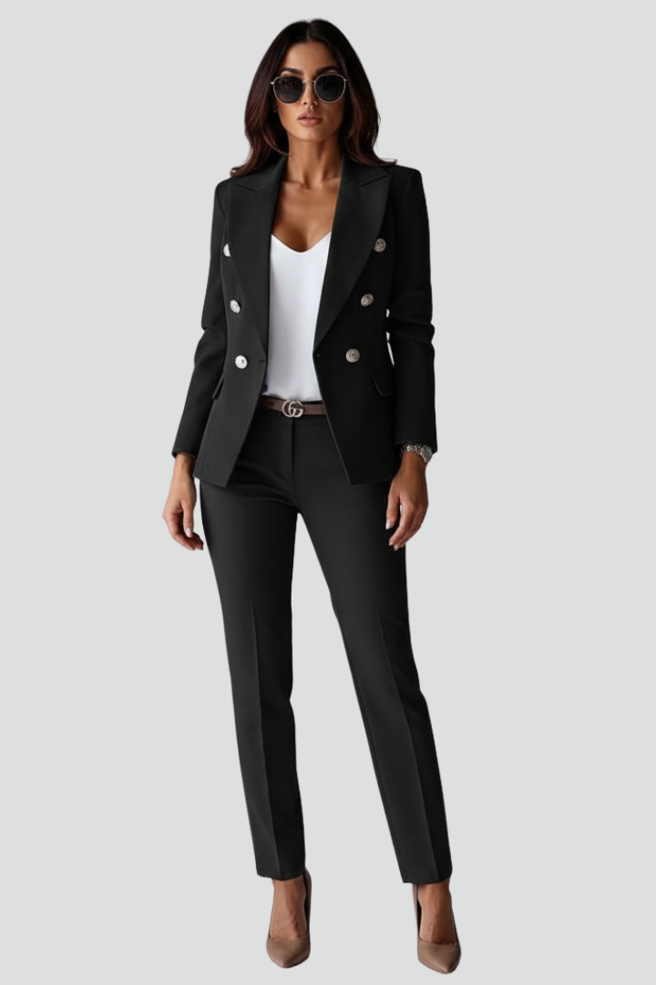 Women's Suit Set with Blazer and Straight Trousers