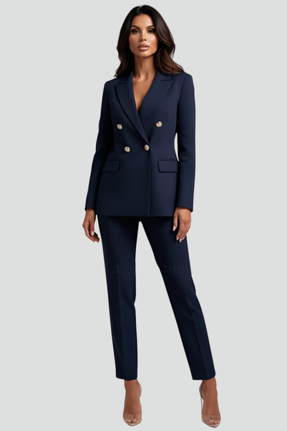 Women's Suit Set with Blazer and Straight Trousers