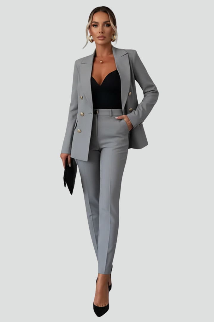 Women's Suit Set with Blazer and Straight Trousers