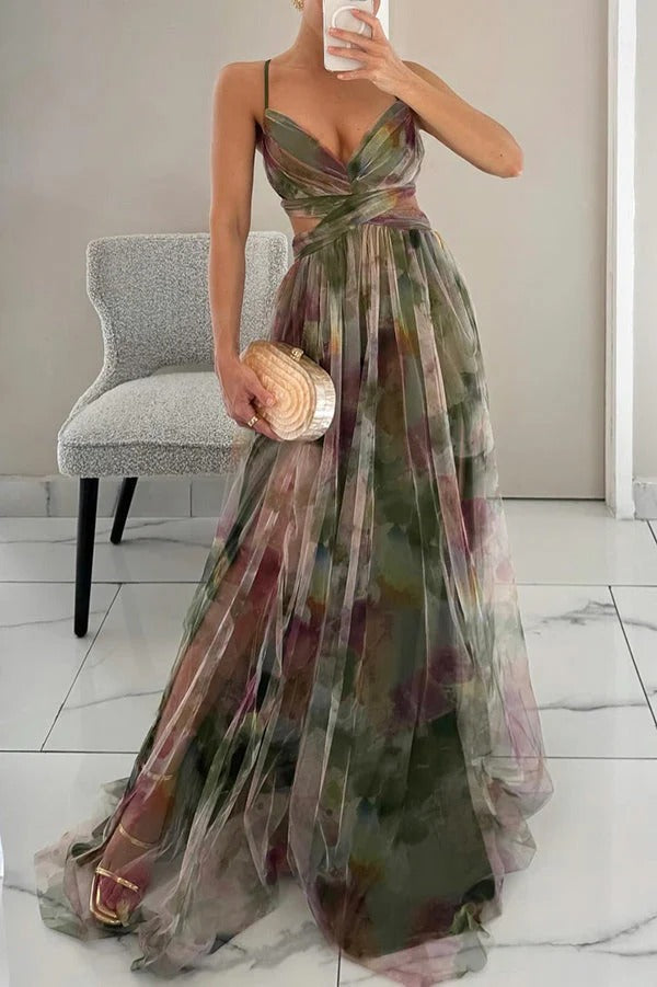 Kelly | Women’s Glamorous Maxi Wedding Guest Dress with V-Neck