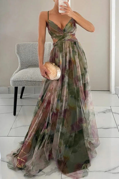 Kelly | Women’s Glamorous Maxi Wedding Guest Dress with V-Neck