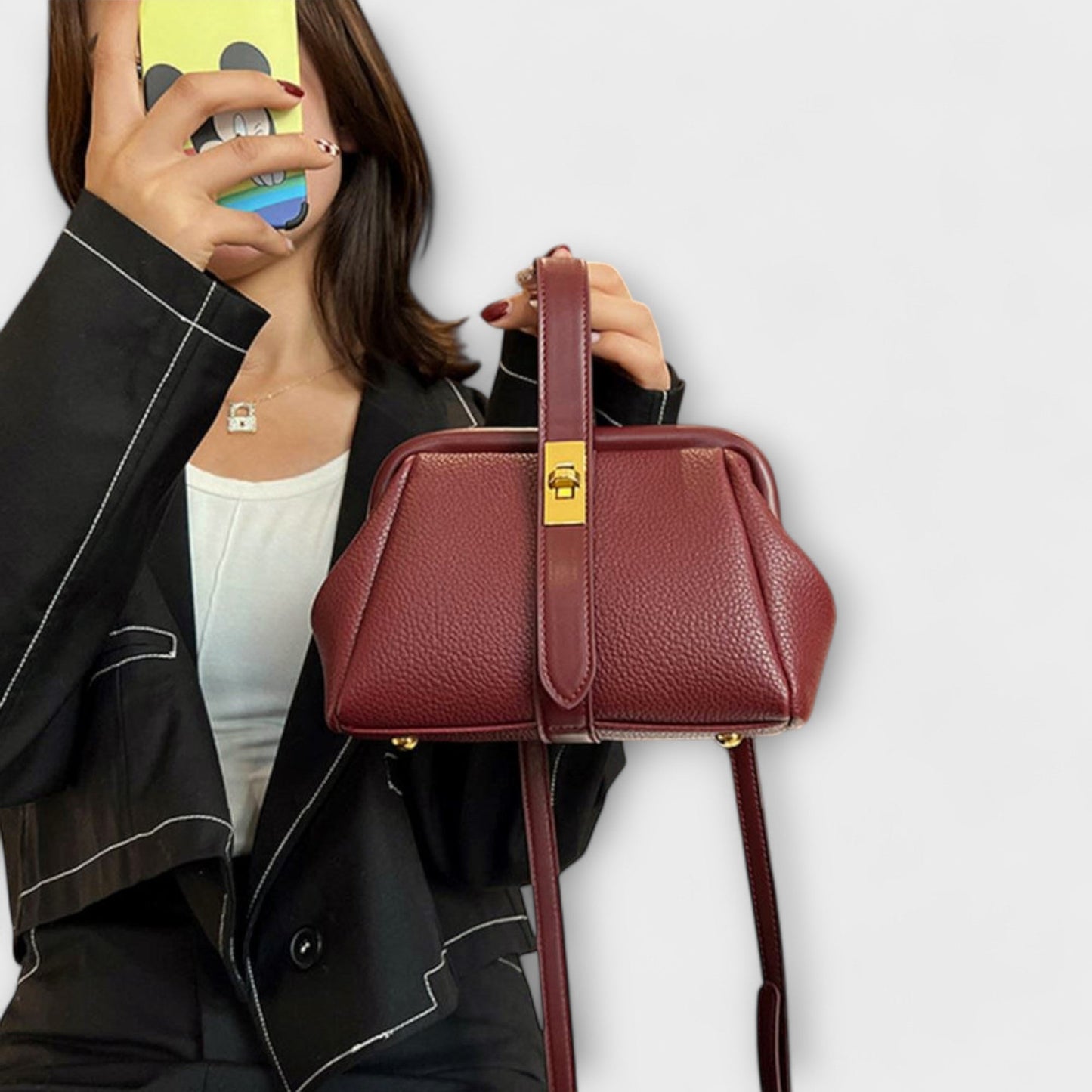 Ivy | Women’s Elegant Leather Mini Handbag with Turn Lock