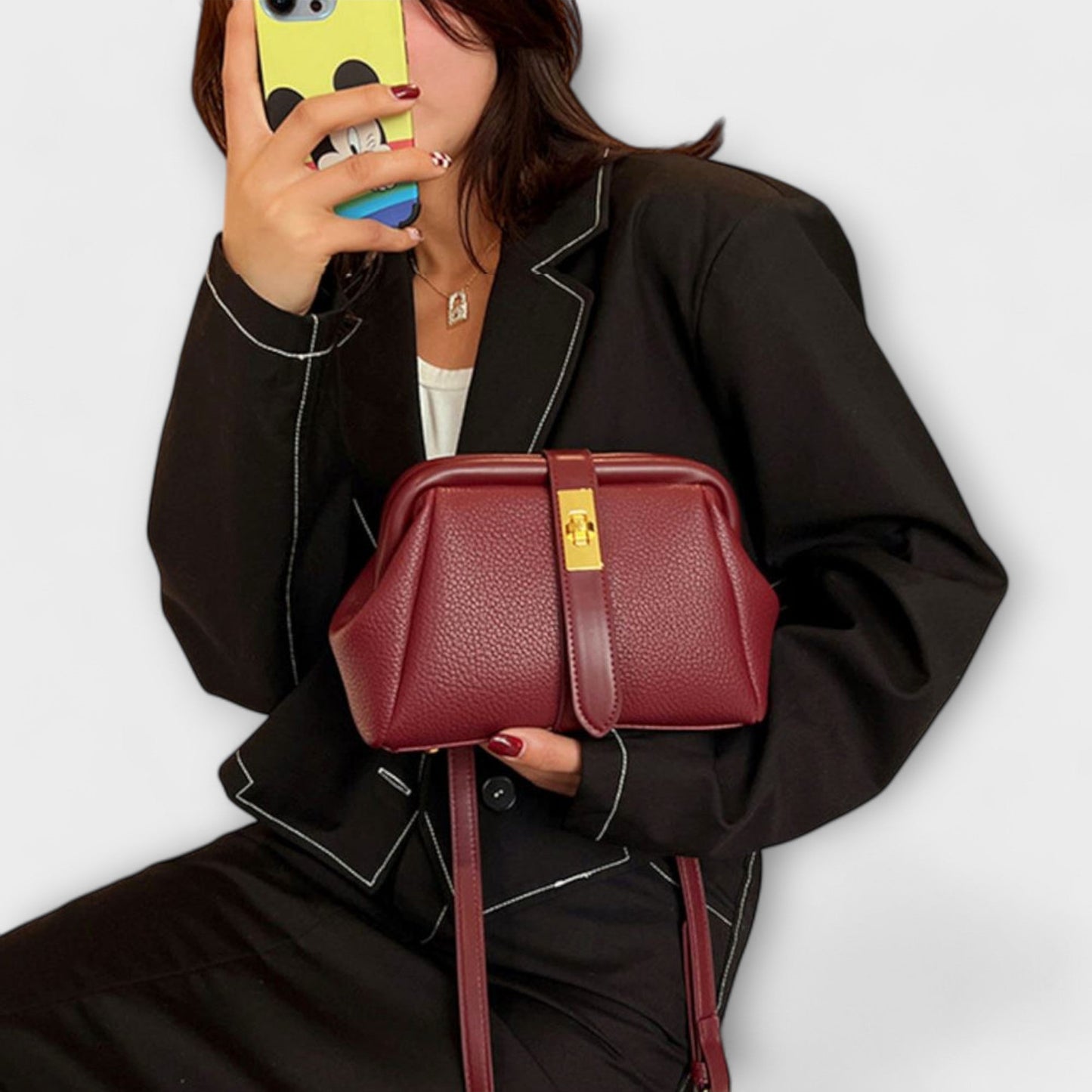 Ivy | Women’s Elegant Leather Mini Handbag with Turn Lock
