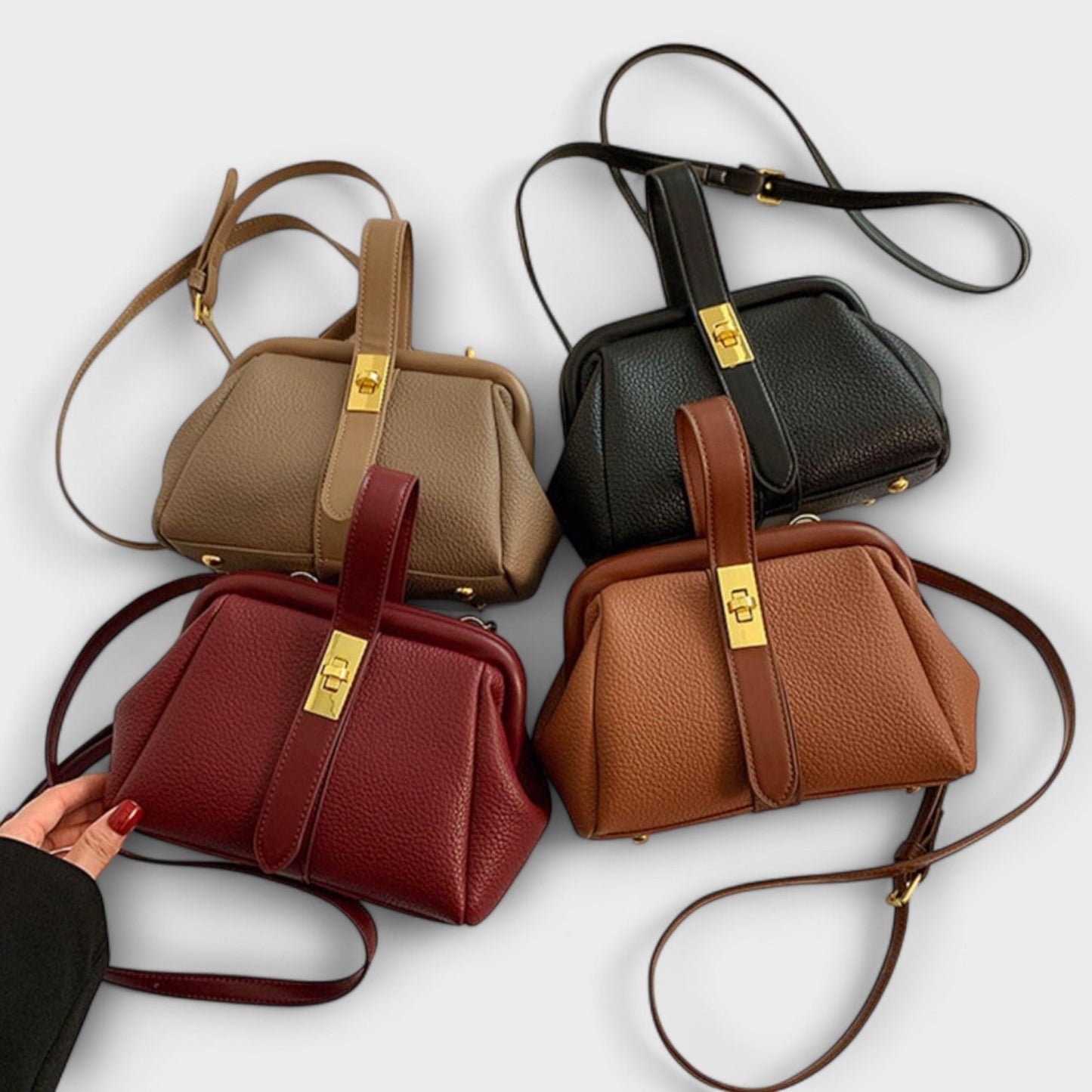 Ivy | Women’s Elegant Leather Mini Handbag with Turn Lock