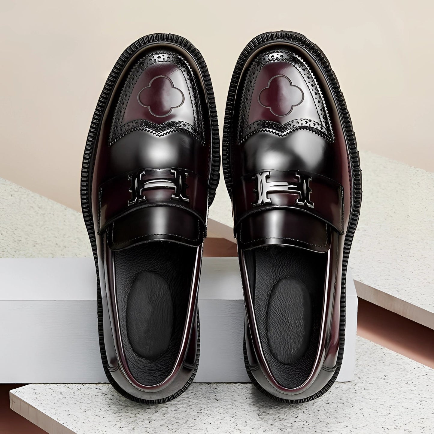 Edward - Men's Chunky Sole Loafers with Buckle Detail