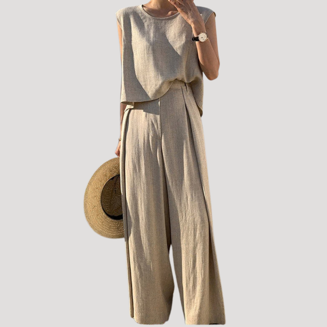 Sleeveless Top and Wide-Leg Pants Set for Summer