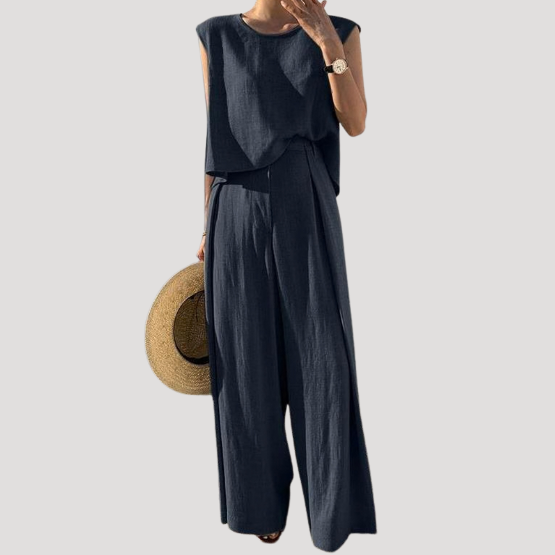Sleeveless Top and Wide-Leg Pants Set for Summer
