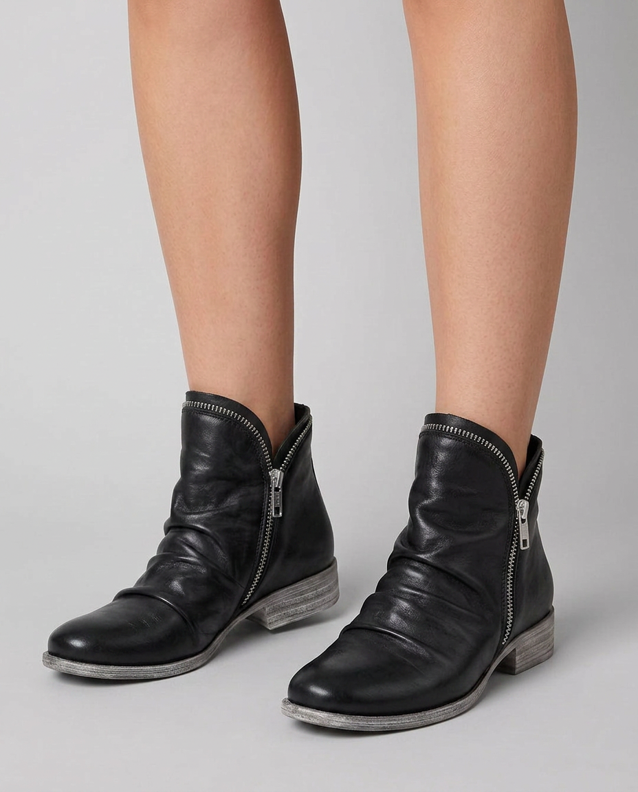Orthopedic Side Zip Low Heel Ankle Boots