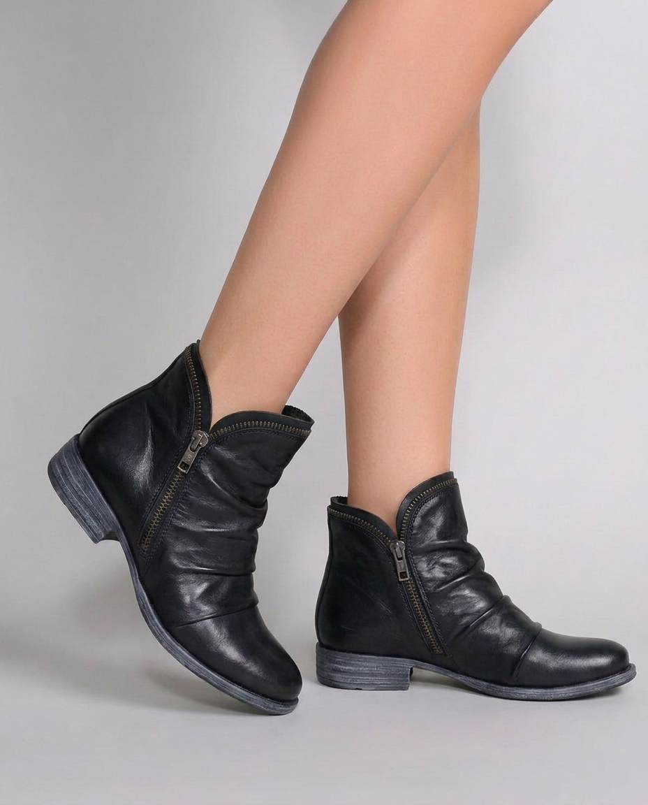 Orthopedic Side Zip Low Heel Ankle Boots