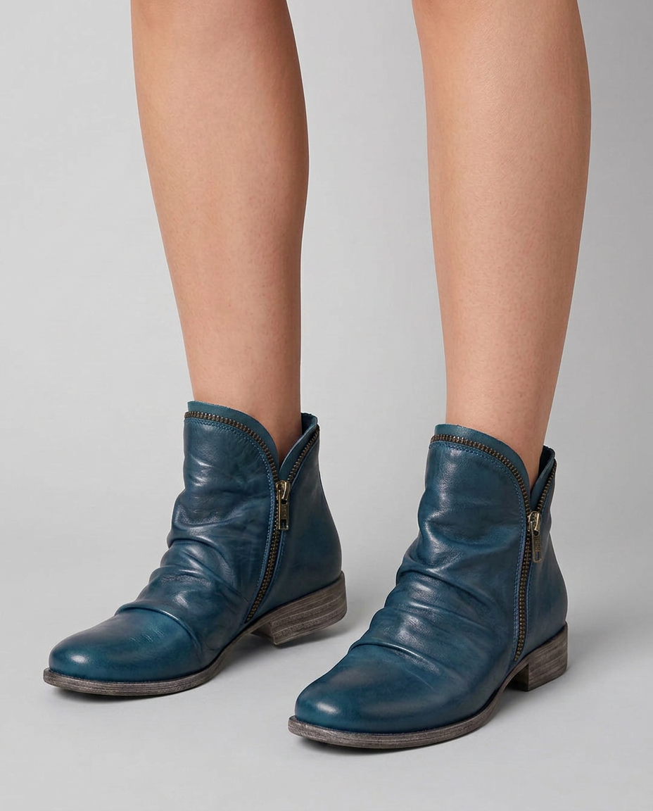Orthopedic Side Zip Low Heel Ankle Boots