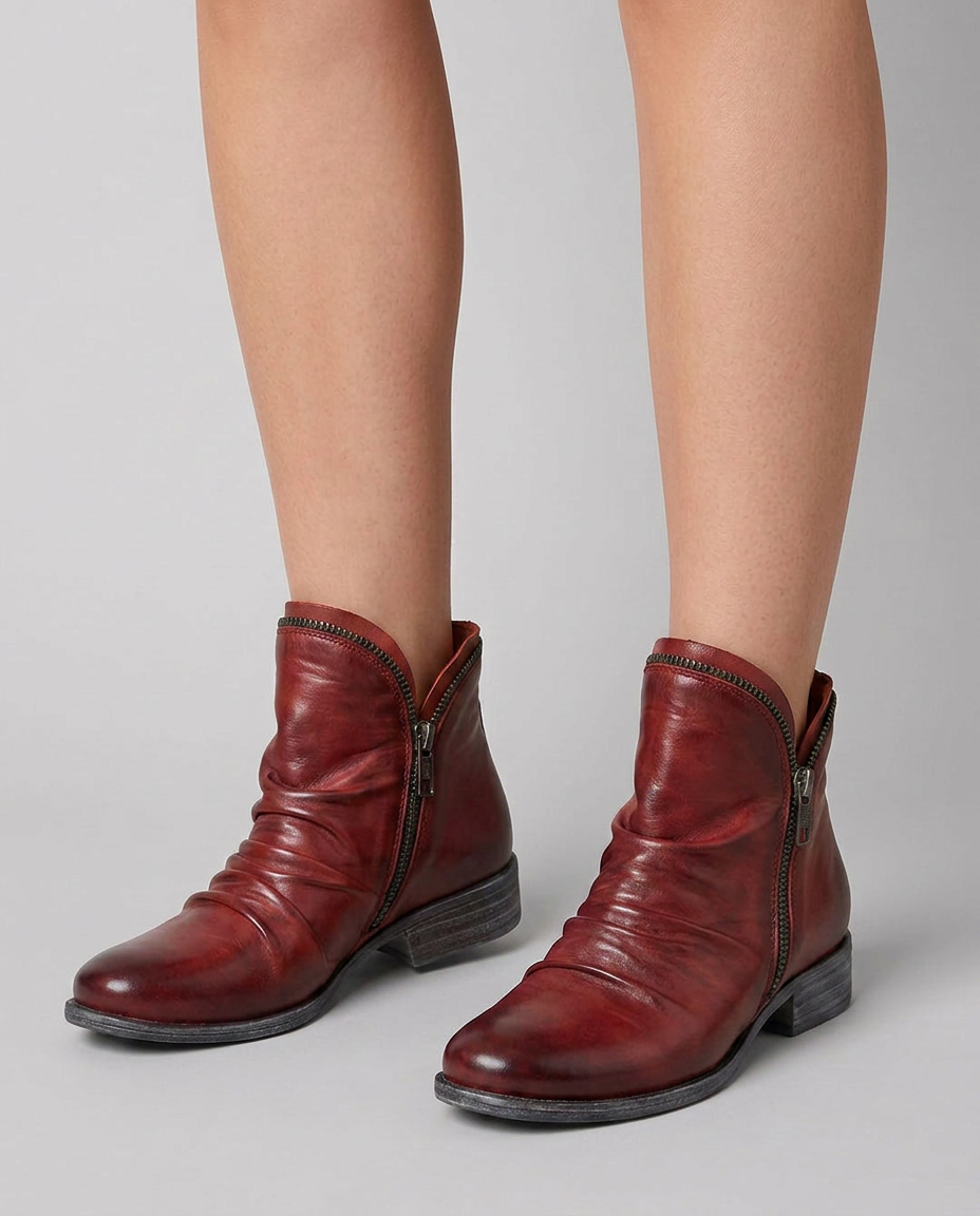 Orthopedic Side Zip Low Heel Ankle Boots
