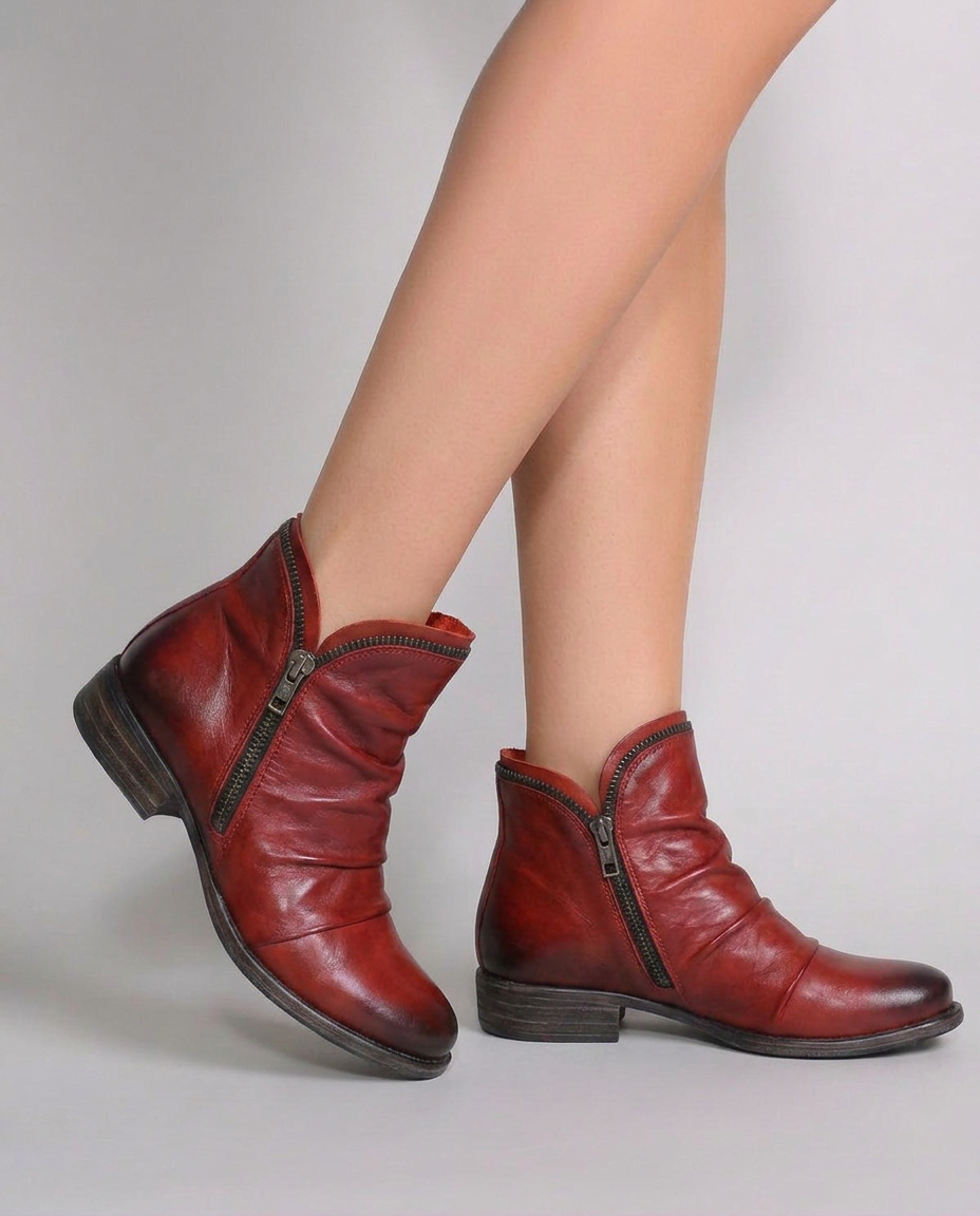 Orthopedic Side Zip Low Heel Ankle Boots