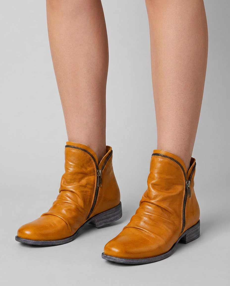 Orthopedic Side Zip Low Heel Ankle Boots