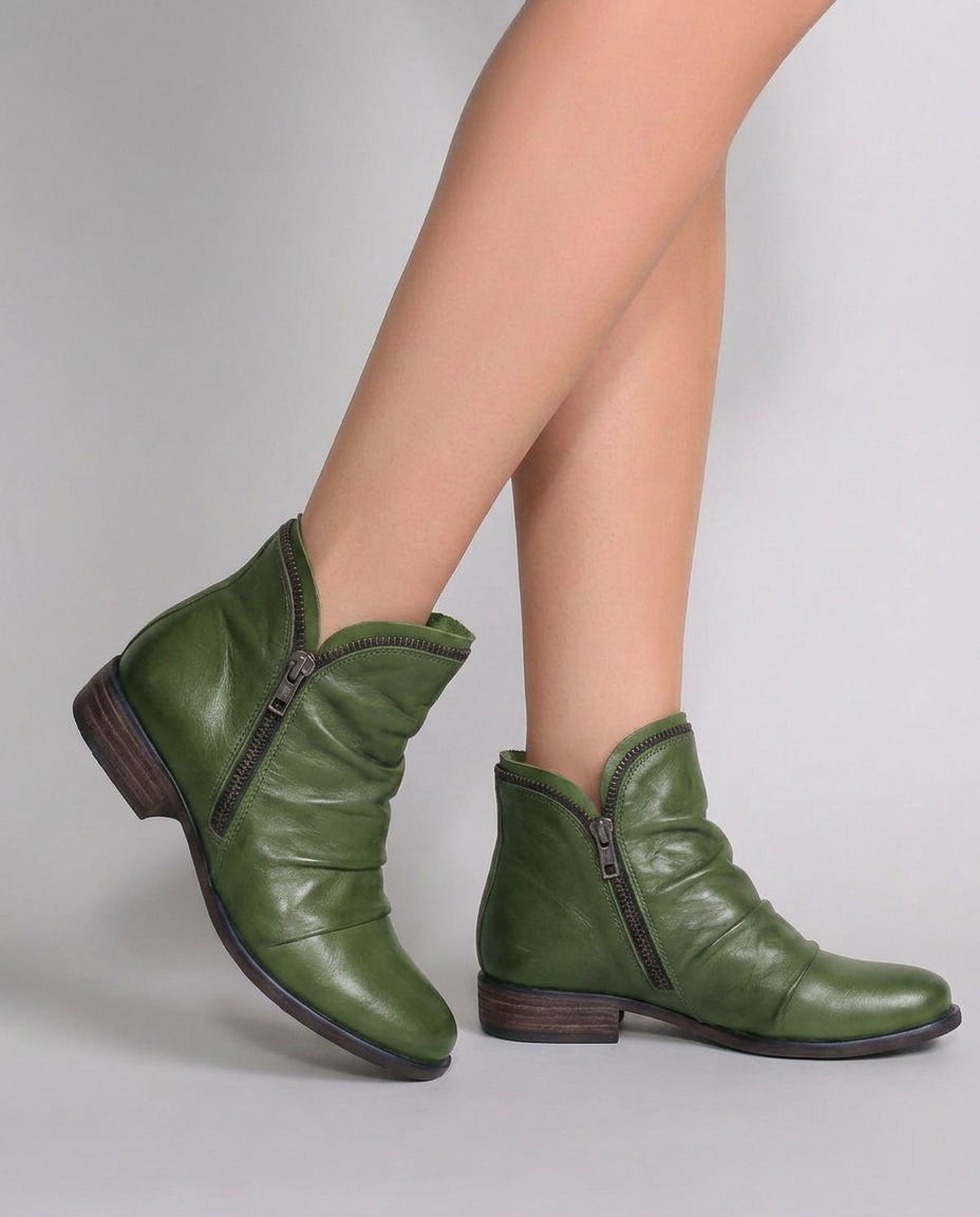 Orthopedic Side Zip Low Heel Ankle Boots
