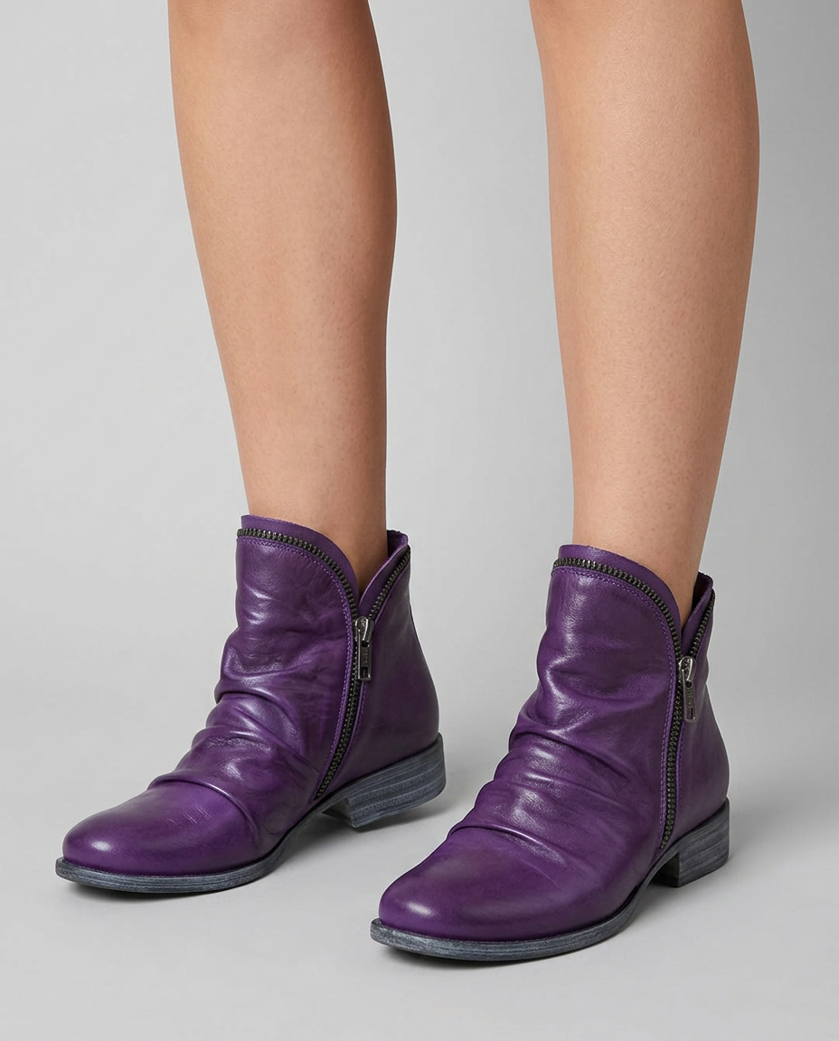 Orthopedic Side Zip Low Heel Ankle Boots