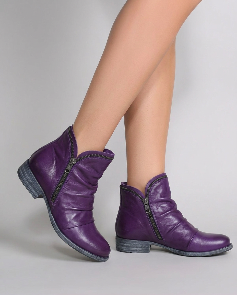 Orthopedic Side Zip Low Heel Ankle Boots