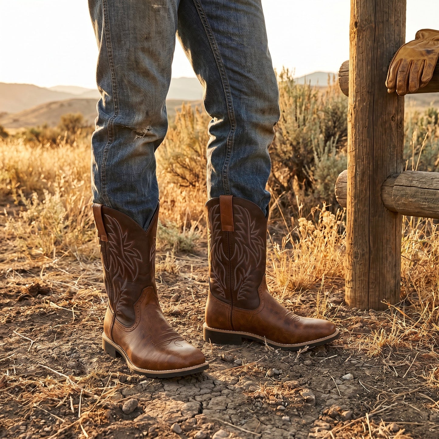 Matthew - Men's Embroidered Western Cowboy Boots