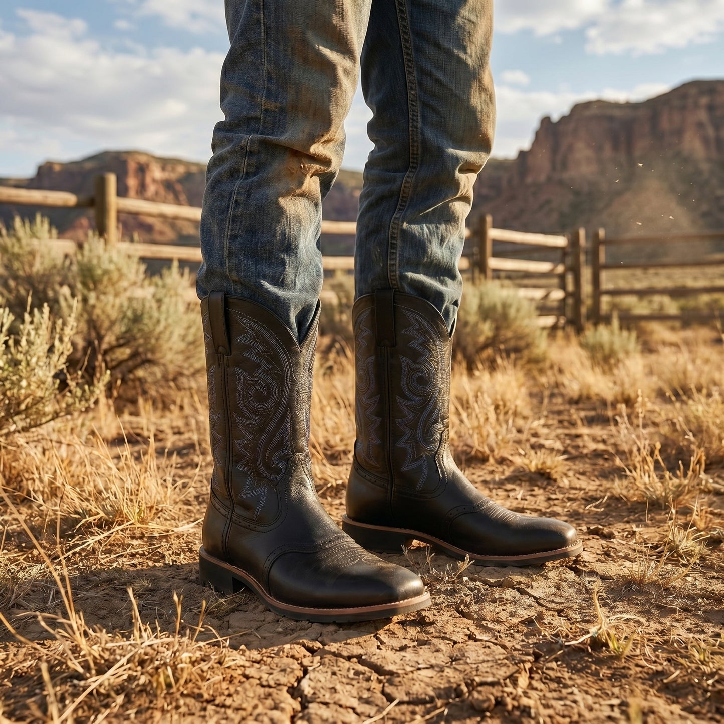 Matthew - Men's Embroidered Western Cowboy Boots