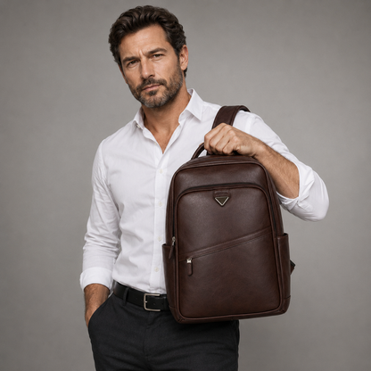 Men's Real Leather Backpack - Survival