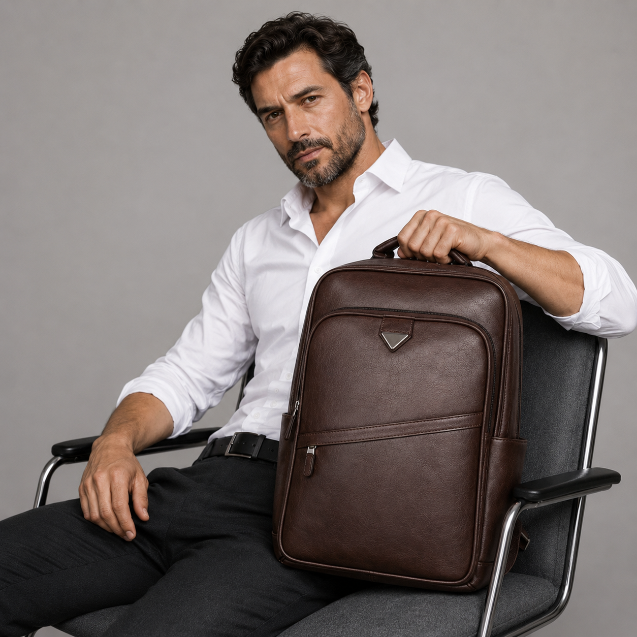 Men's Real Leather Backpack - Survival